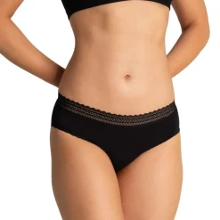Slip pour les règles femme noir en coton