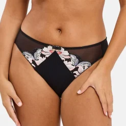 Slip Rosa Fantaisie Aquarelle Florale Noire
