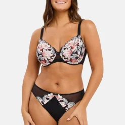 Slip Rosa Fantaisie Aquarelle Florale Noire
