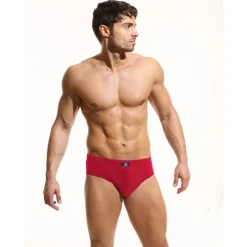 Slip rouge ceinture élastiquée en coton