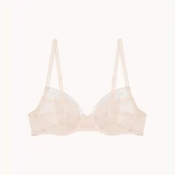 Soutien-gorge à armatures à motifs fleuris- Beige