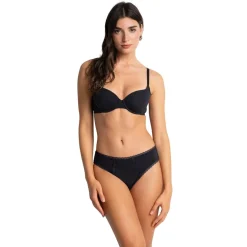 Soutien-gorge à armatures Charlotte noir en coton