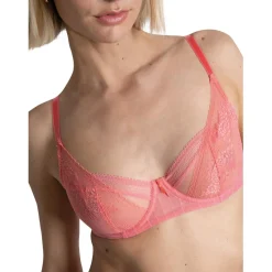 Soutien-gorge à armatures en dentelle florale - Orange