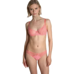 Soutien-gorge à armatures en dentelle florale - Orange