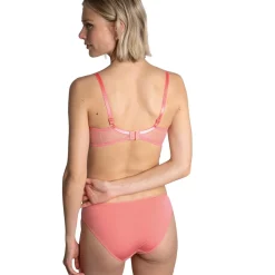 Soutien-gorge à armatures en dentelle florale - Orange