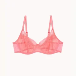 Soutien-gorge à armatures en dentelle florale - Orange