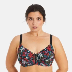 Soutien-gorge à armatures grand maintien noir/turquoise Eva