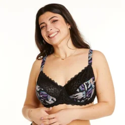 Soutien-gorge à armatures grand maintien noir/parme Elisa