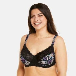 Soutien-gorge à armatures grand maintien noir/parme Elisa
