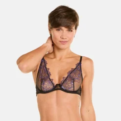 Soutien-gorge à armatures noir/violet Amants