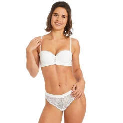 Soutien-gorge ampliforme bandeau coque moulée ivoire Ruban