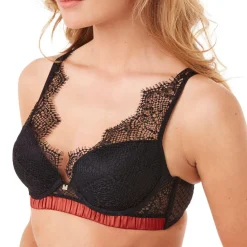 Soutien-gorge ampliforme coque moulée noir/cuivre Impertinente CAMILLE CERF & POMM'POIRE - noir en dentelle