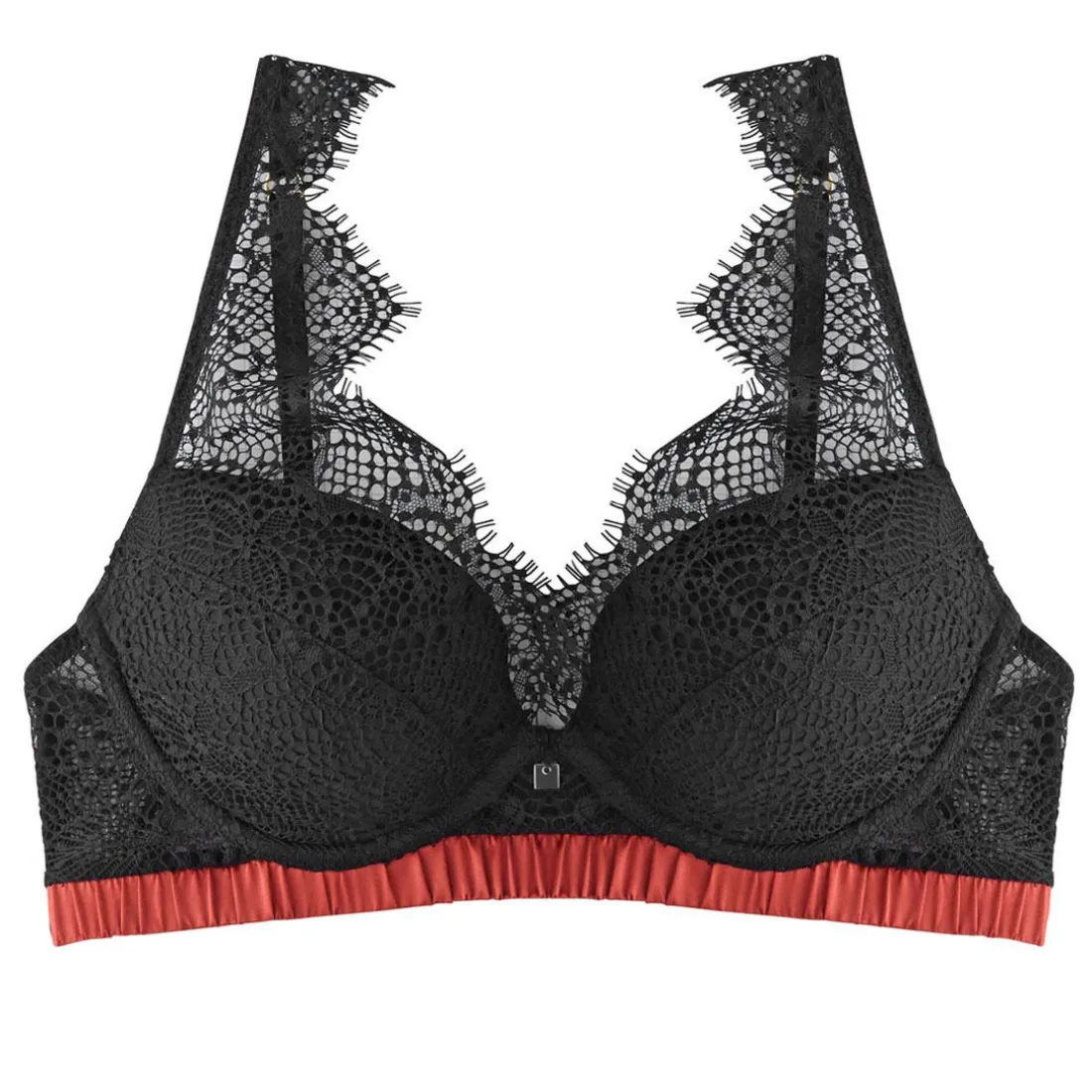 Soutien-gorge ampliforme coque moulée noir/cuivre Impertinente CAMILLE CERF & POMM'POIRE - noir en dentelle