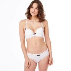 Soutien-gorge ampliforme coque moulée ivoire Nairobi POMM'POIRE - blanc en dentelle
