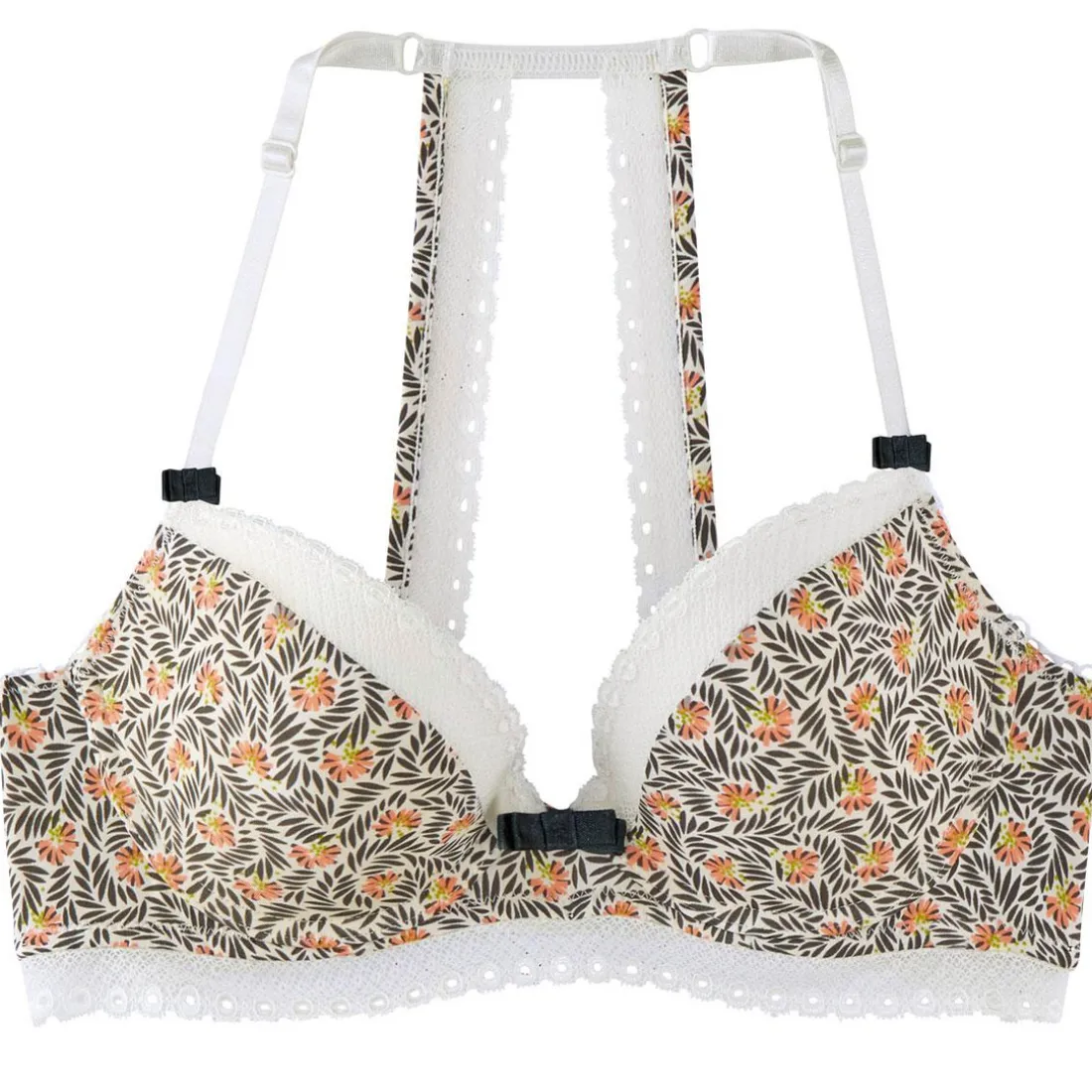 Soutien-gorge ampliforme coque moulée ivoire/pêche Nairobi POMM'POIRE - bleu en dentelle
