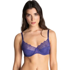 Soutien-gorge avec armatures détails en crochet - Violet Foncé