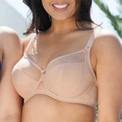 Soutien-gorge balconnet beige en nylon