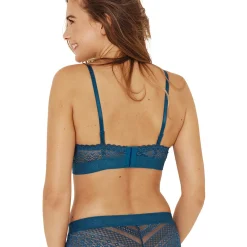 Soutien-gorge bandeau à armatures souples femme Dentelle bleu