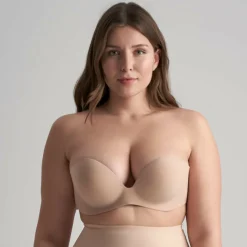 Soutien-gorge bandeau adhésif dos nu chair en tissu