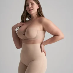 Soutien-gorge bandeau adhésif dos nu chair en tissu