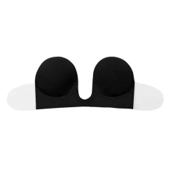 Soutien-gorge bandeau adhésif dos nu et décolleté plongeant noir en tissu