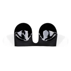 Soutien-gorge bandeau adhésif dos nu et décolleté plongeant noir en tissu