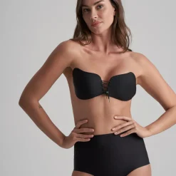 Soutien-gorge bandeau adhésif dos nu Noir