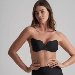 Soutien-gorge bandeau adhésif dos nu Noir