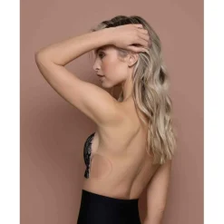 Soutien-gorge bandeau adhésif dos nu et décolleté plongeant - Noir Bye Bra