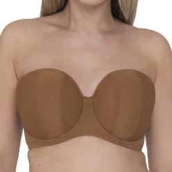 Soutien-gorge bandeau armatures marron en nylon