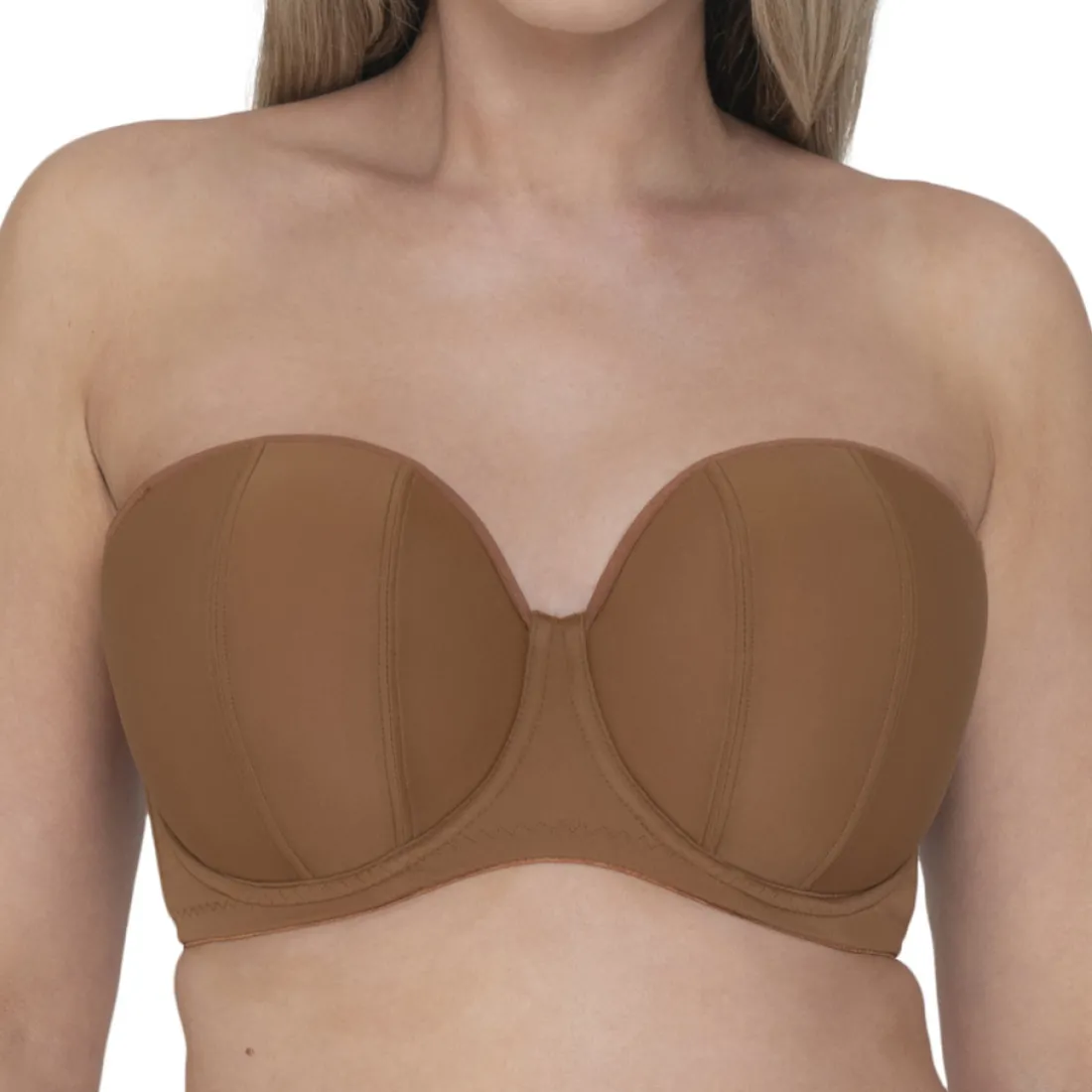 Soutien-gorge bandeau armatures marron en nylon
