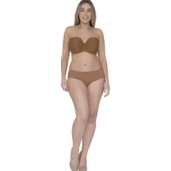 Soutien-gorge bandeau armatures marron en nylon