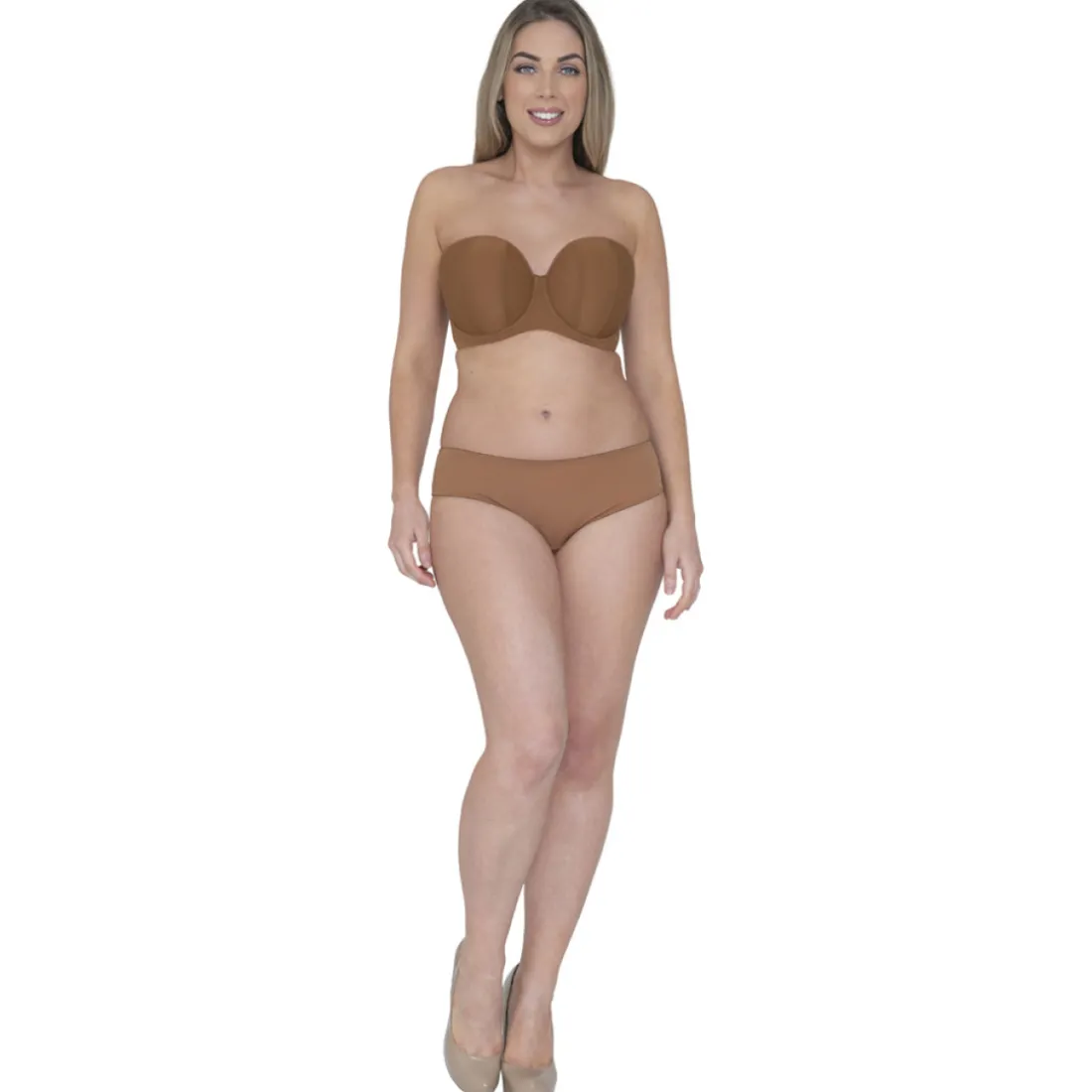 Soutien-gorge bandeau armatures marron en nylon
