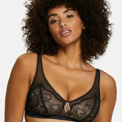 Soutien-gorge brassiere dentelle et tulle sans armatures noir - Serena