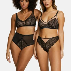 Soutien-gorge brassiere dentelle et tulle sans armatures noir - Serena