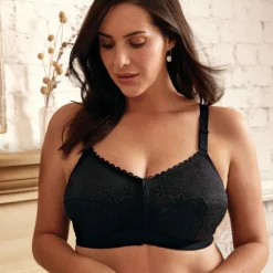 Soutien-gorge classique à bonnets couvrants avec fermeture frontale - Noir