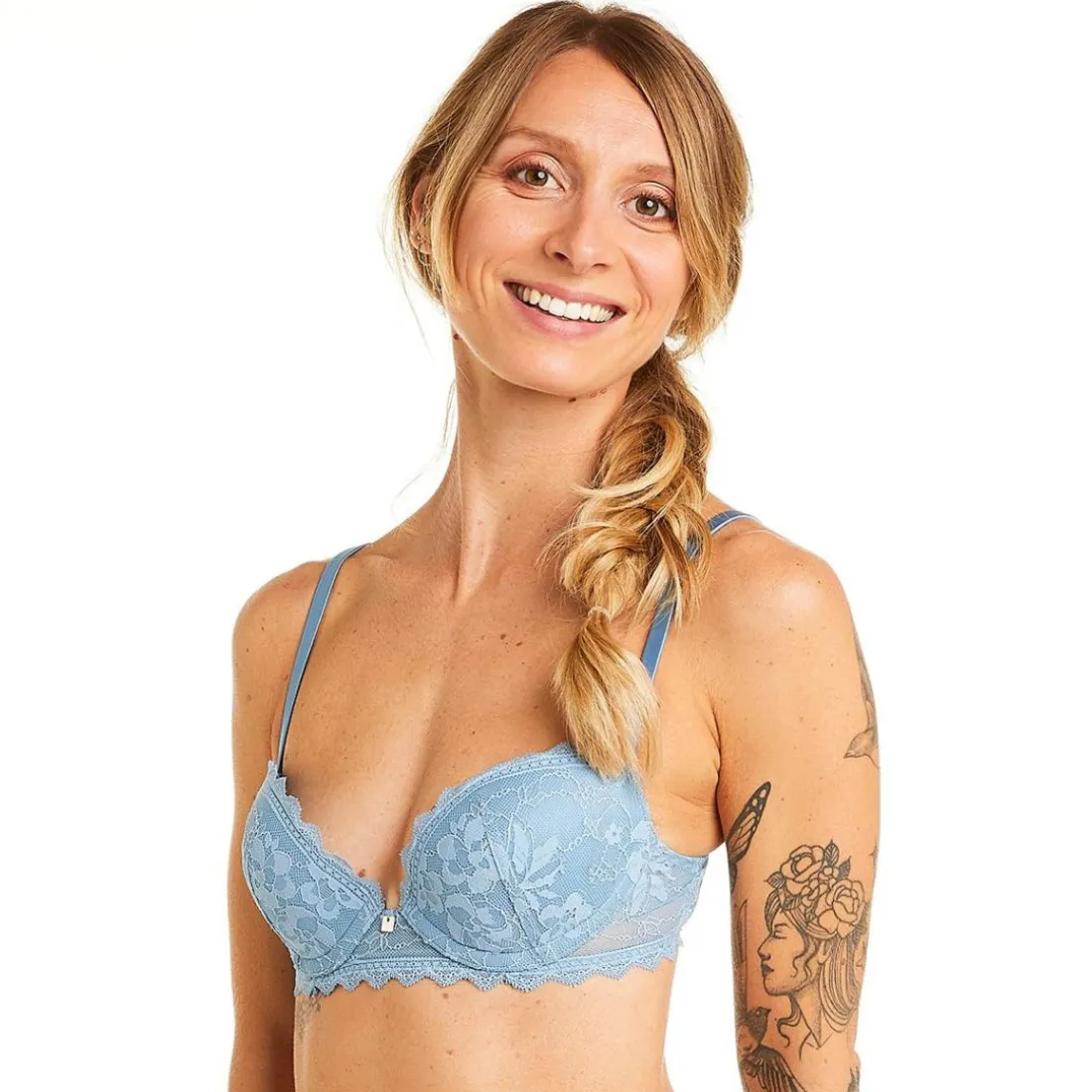 Soutien-gorge coque moulée push-up bleu Siwa