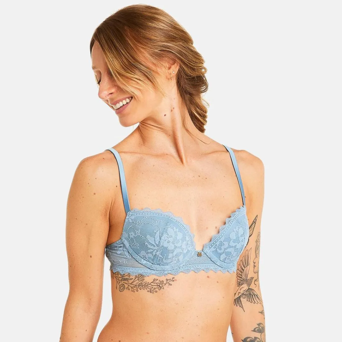 Soutien-gorge coque moulée push-up bleu Siwa