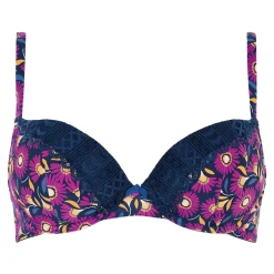 Soutien-gorge coques à armatures - Tournesol Fond Bleu Rose foncé