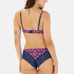 Soutien-gorge coques à armatures - Tournesol Fond Bleu Rose foncé