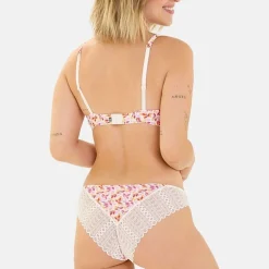 Soutien-gorge coques à armatures rose feuillage et baies