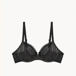 Soutien-gorge corbeille à armatures détail en résille - Noir