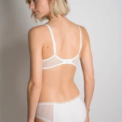 Soutien-gorge corbeille à armatures détail en résille - Blanc