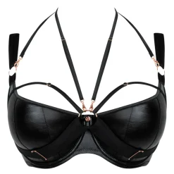 Soutien-gorge corbeille armatures demi-sein noir en viscose