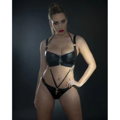 Soutien-gorge corbeille armatures demi-sein noir en viscose