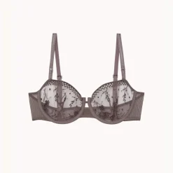 Soutien-gorge corbeille en tulle transparent - Gris