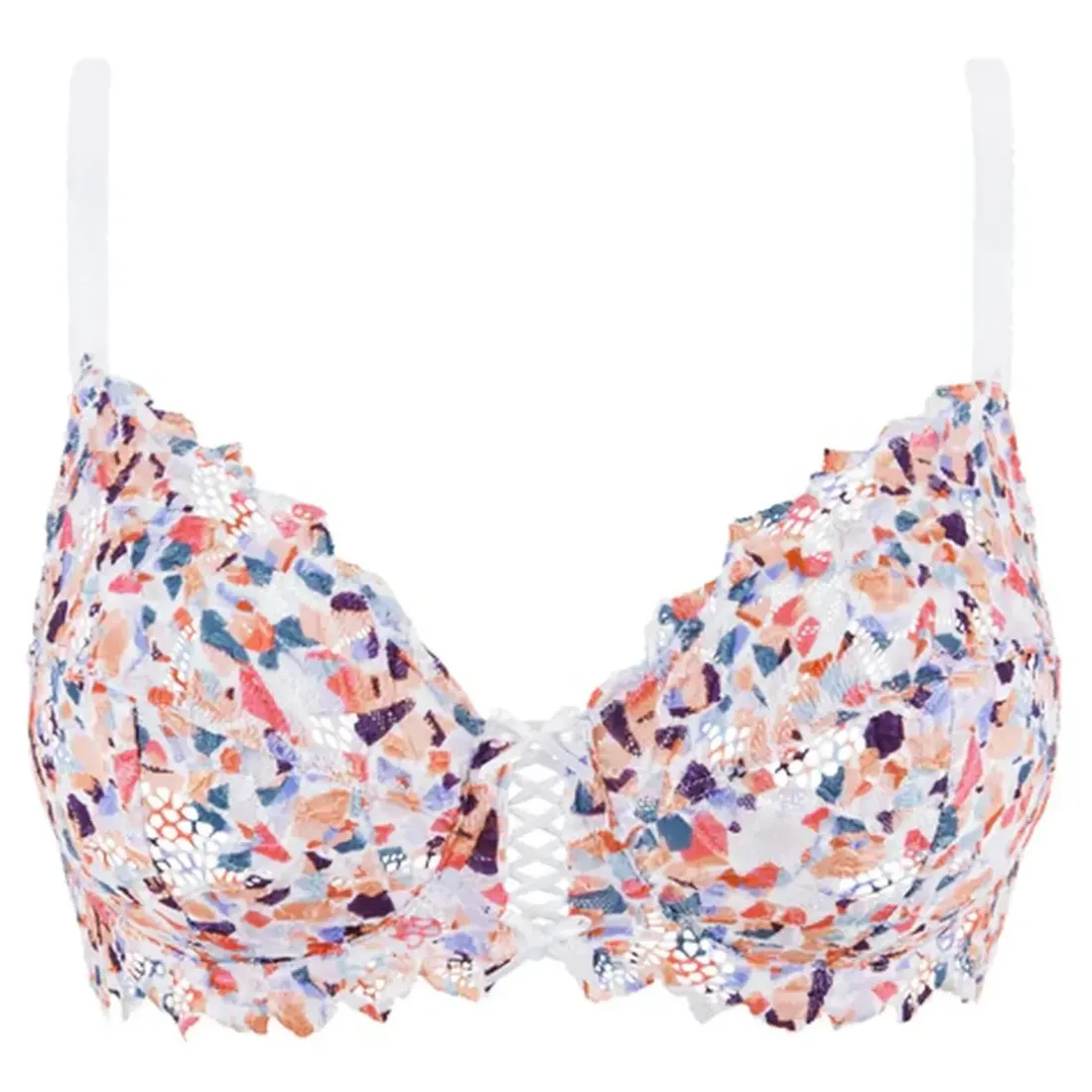 Soutien-gorge emboitant à armatures dentelle - multicolore