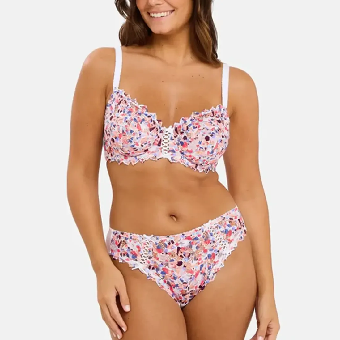 Soutien-gorge emboitant à armatures dentelle - multicolore