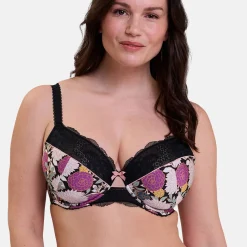 Soutien-gorge emboitant avec armatures multicolore noir