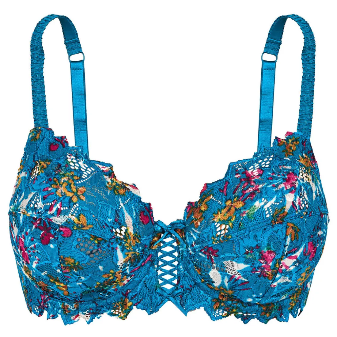 Soutien-gorge emboitant avec armatures en dentelle bleu